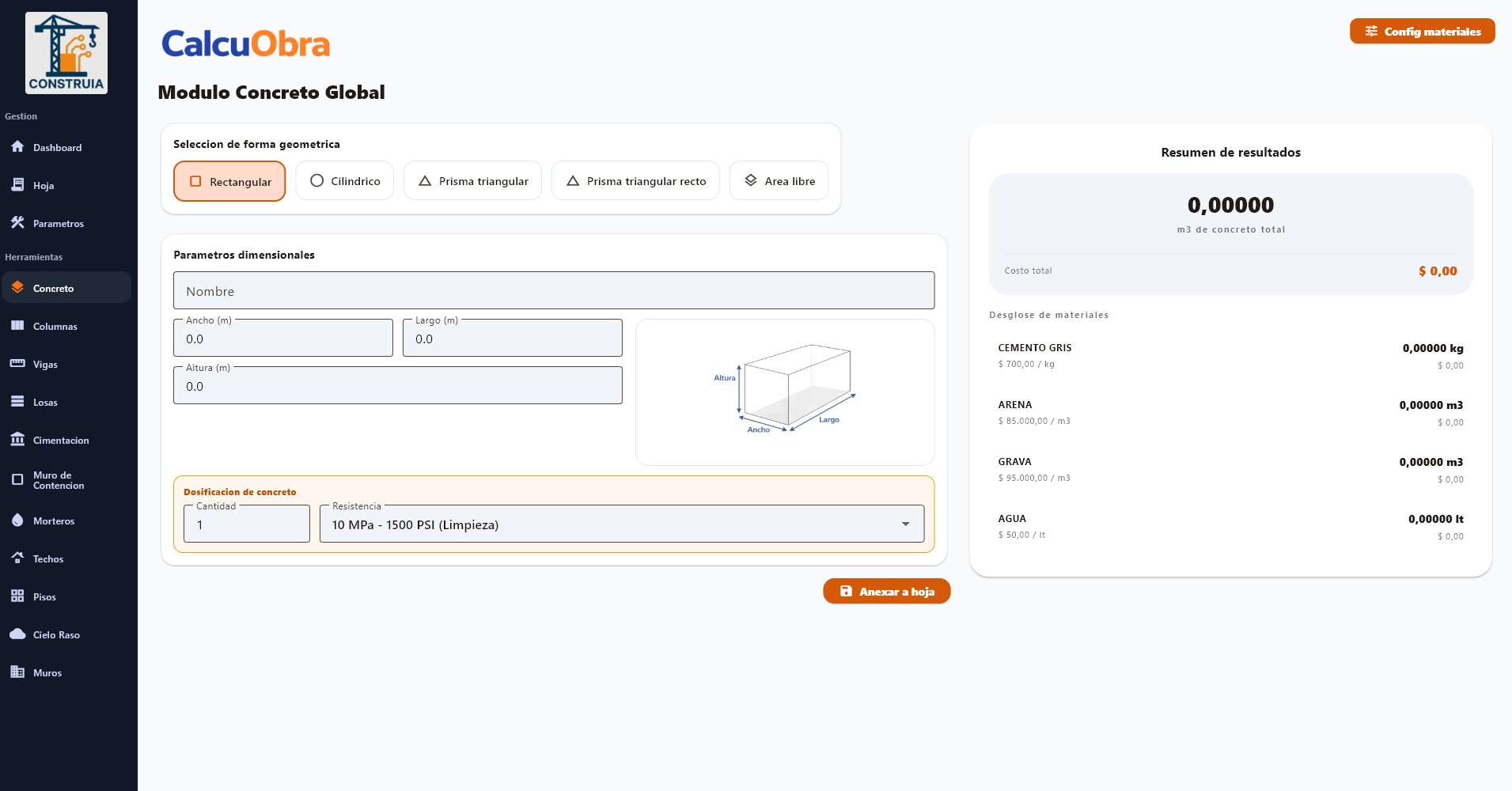 CalcuObra — Módulo de Concreto